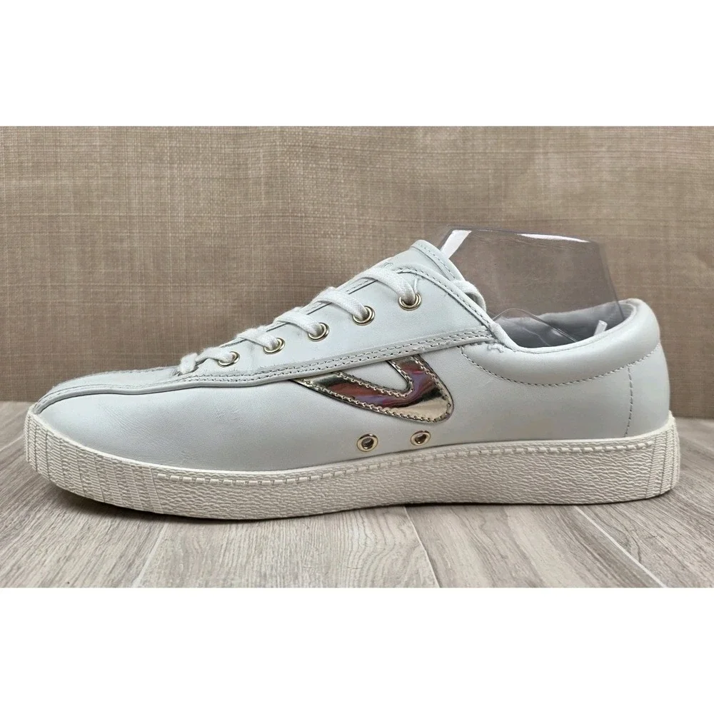 Tretorn Nylite 2 Plus Shoes Womens Sz 9.5M White Gold Casual Comfort Sneakers